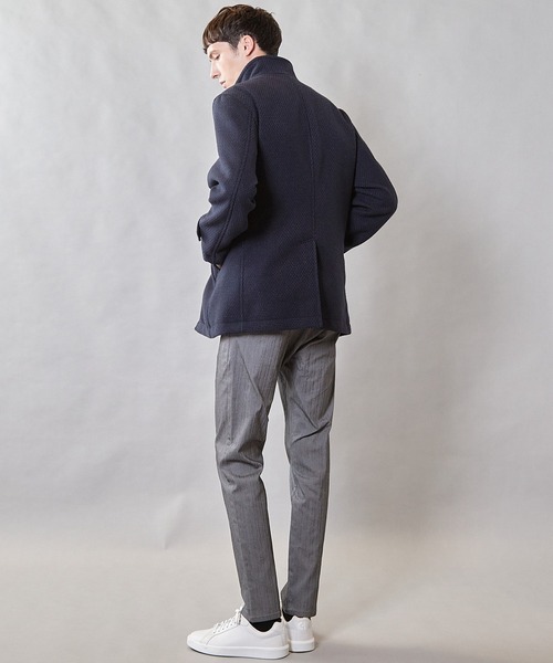 UNION STATION（ユニオンステーション）の「バスケット編みジャガードフェイクウールスタンドカラーブルゾン（ブルゾン・メンズ・ブラック/ライトグレー/ネイビー・L/LL/M）」の19枚目の写真