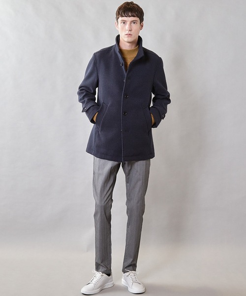 UNION STATION（ユニオンステーション）の「バスケット編みジャガードフェイクウールスタンドカラーブルゾン（ブルゾン・メンズ・ブラック/ライトグレー/ネイビー・L/LL/M）」の17枚目の写真