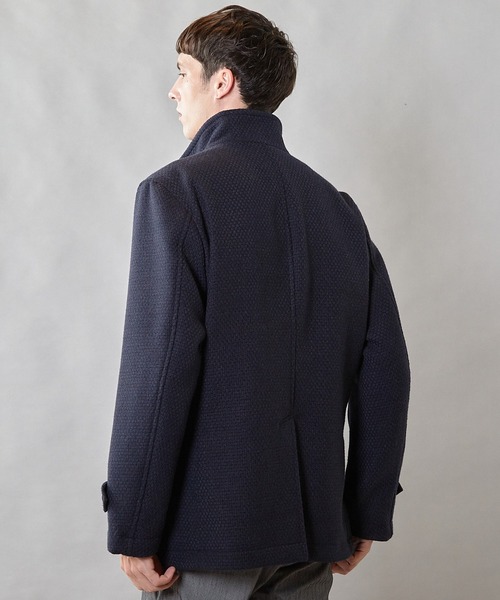 UNION STATION（ユニオンステーション）の「バスケット編みジャガードフェイクウールスタンドカラーブルゾン（ブルゾン・メンズ・ブラック/ライトグレー/ネイビー・L/LL/M）」の16枚目の写真