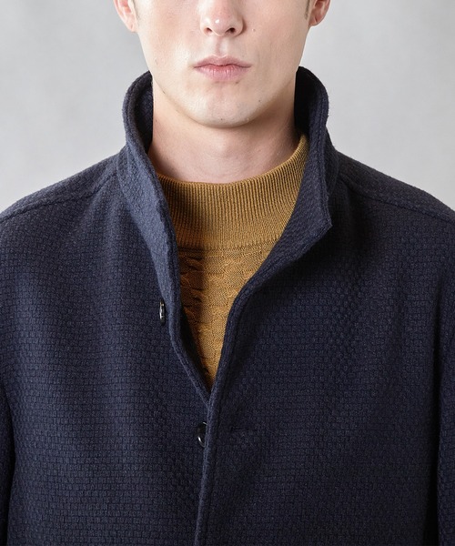 UNION STATION（ユニオンステーション）の「バスケット編みジャガードフェイクウールスタンドカラーブルゾン（ブルゾン・メンズ・ブラック/ライトグレー/ネイビー・L/LL/M）」の20枚目の写真