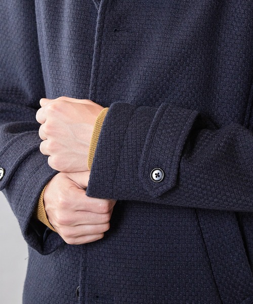 UNION STATION（ユニオンステーション）の「バスケット編みジャガードフェイクウールスタンドカラーブルゾン（ブルゾン・メンズ・ブラック/ライトグレー/ネイビー・L/LL/M）」の21枚目の写真