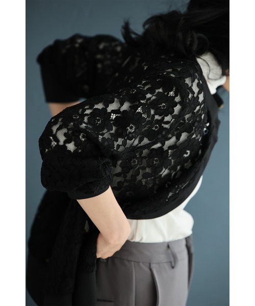 cawaii(カワイイ)の「(黒)美しく透ける黒花の総レースカーディガン(カーディガン/ボレロ・レディース・ブラック・FREE)」の7枚目の写真