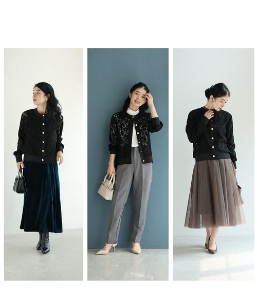 cawaii(カワイイ)の「(黒)美しく透ける黒花の総レースカーディガン(カーディガン/ボレロ・レディース・ブラック・FREE)」の9枚目の写真