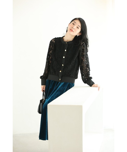 cawaii(カワイイ)の「(黒)美しく透ける黒花の総レースカーディガン(カーディガン/ボレロ・レディース・ブラック・FREE)」の20枚目の写真
