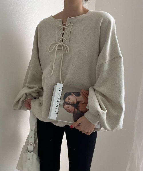 FAVORITO(ファヴォリート)の「リボントレーナー(スウェット・レディース・グレー/ブラック・F)」の12枚目の写真