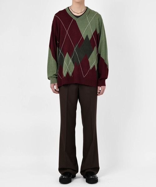 LAD MUSICIAN(ラッドミュージシャン)の「ARGYLE V-NECK PULLOVER(ニット/セーター・メンズ・ライトブルー/ブラック/ワイン・FREE)」の6枚目の写真