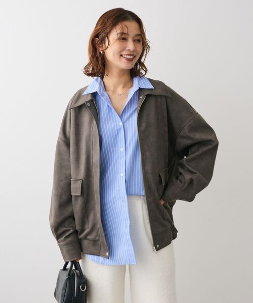 ELENCARE DUE（エレンカーレデュエ）の「・ELENCARE DUE スエードポンチブルゾン（ブルゾン・レディース・チャコールグレー/ブラウン/キャメル・FREE）」の4枚目の写真