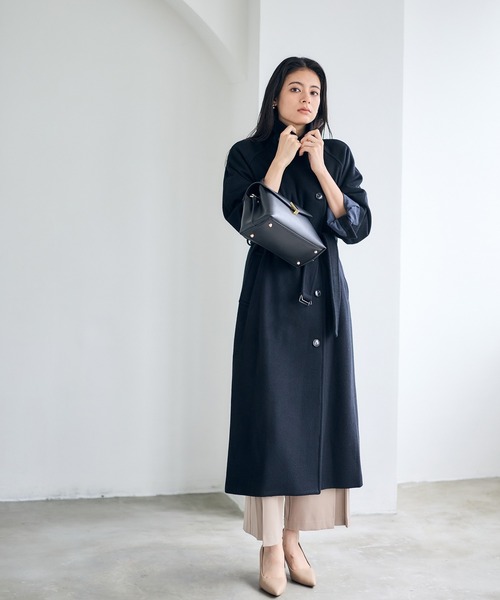 k　トゥエルブアジェンダ　ウールベルテッドロングコート　super100 セール】ウールベルテッドロングコート（その他アウター）｜12Twelve