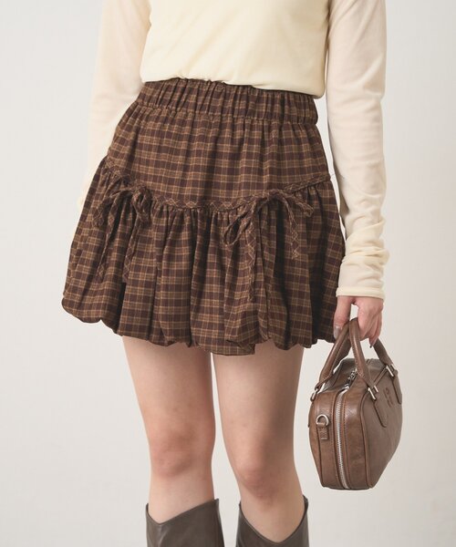 mline（エムライン）の「[mline]チェックリボンバルーンスカート（スカート・レディース・ブラック/ブラウン・SMALL/MEDIUM）」の11枚目の写真