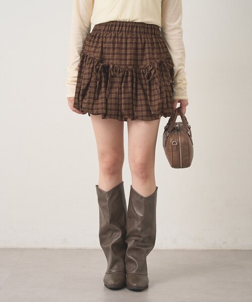 mline（エムライン）の「[mline]チェックリボンバルーンスカート（スカート・レディース・ブラック/ブラウン・SMALL/MEDIUM）」の12枚目の写真