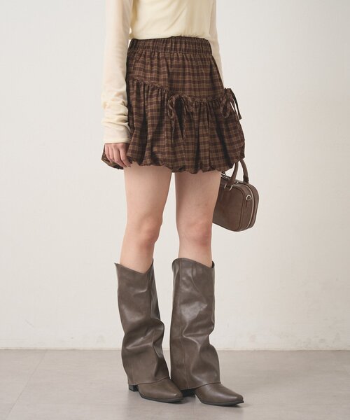 mline（エムライン）の「[mline]チェックリボンバルーンスカート（スカート・レディース・ブラック/ブラウン・SMALL/MEDIUM）」の13枚目の写真