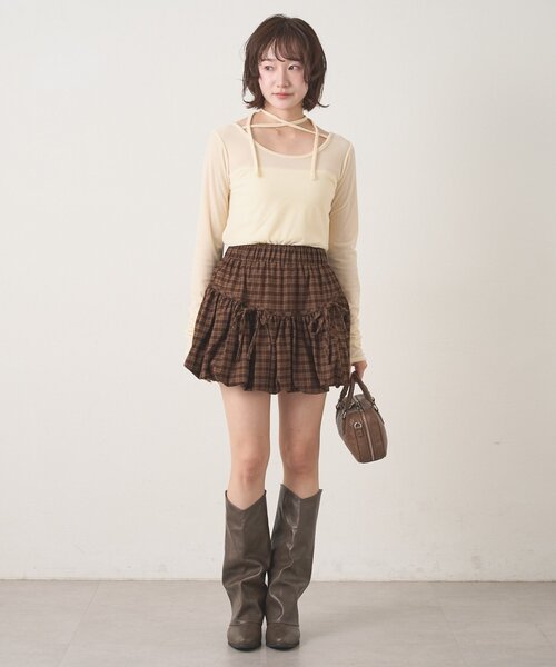 mline（エムライン）の「[mline]チェックリボンバルーンスカート（スカート・レディース・ブラック/ブラウン・SMALL/MEDIUM）」の14枚目の写真
