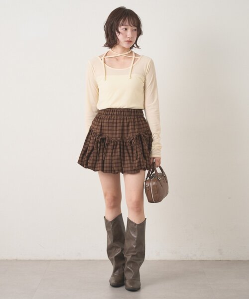 mline（エムライン）の「[mline]チェックリボンバルーンスカート（スカート・レディース・ブラック/ブラウン・SMALL/MEDIUM）」の15枚目の写真