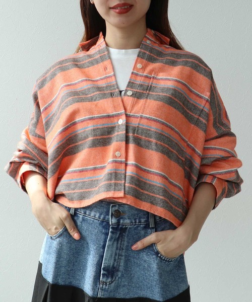 Cepica（セピカ）の「ビッグストライプシャツ（シャツ/ブラウス・レディース・オレンジ・FREE）」の2枚目の写真