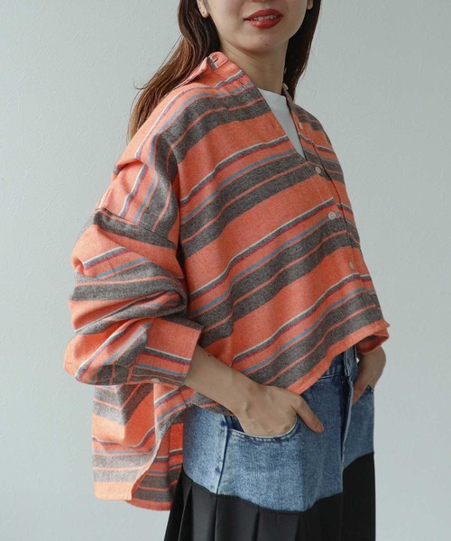 Cepica（セピカ）の「ビッグストライプシャツ（シャツ/ブラウス・レディース・オレンジ・FREE）」の3枚目の写真