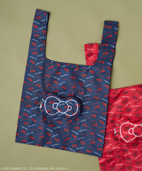 FREAK'S STORE（フリークスストア）の「SANRIO/サンリオ ”HELLO KITTY” リボン エコバッグ（エコバッグ/サブバッグ・レディース・レッド/ネイビー・ONE SIZE）」の2枚目の写真