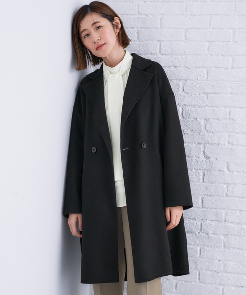 AOYAMA（アオヤマ）の「軽くて暖かいトレンド！リバーコート（ピーコート・レディース・ブラック/グレー/ネイビー・L/M）」の2枚目の写真