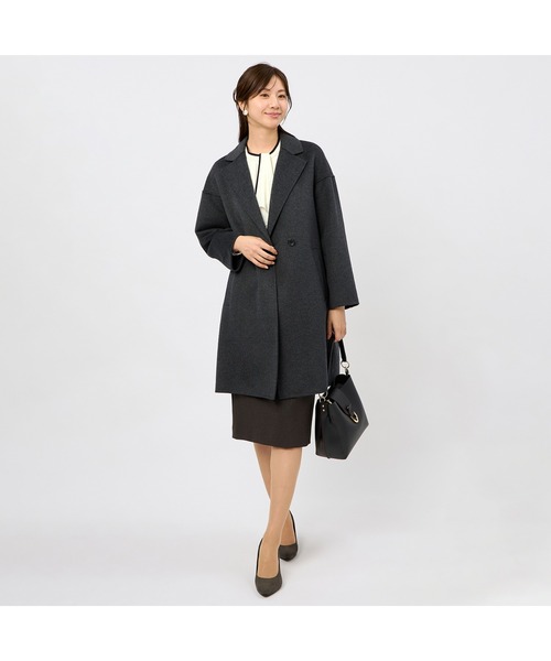 AOYAMA（アオヤマ）の「軽くて暖かいトレンド！リバーコート（ピーコート・レディース・ブラック/グレー/ネイビー・L/M）」の6枚目の写真