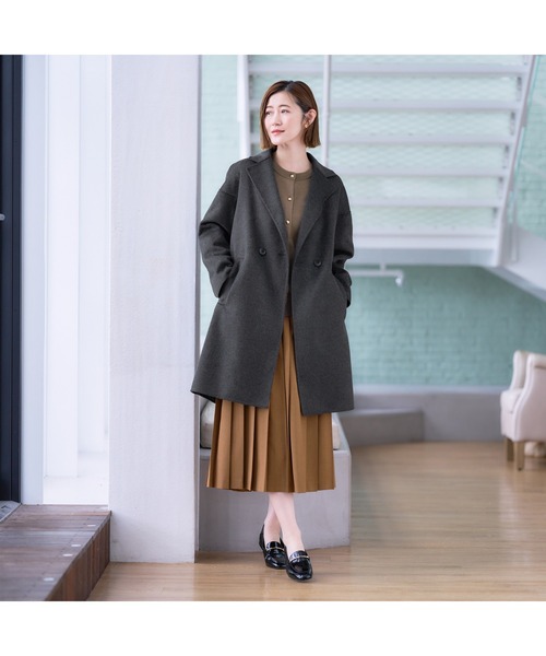 AOYAMA（アオヤマ）の「軽くて暖かいトレンド！リバーコート（ピーコート・レディース・ブラック/グレー/ネイビー・L/M）」の7枚目の写真