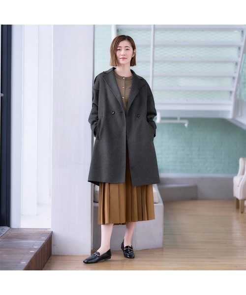 AOYAMA（アオヤマ）の「軽くて暖かいトレンド！リバーコート（ピーコート・レディース・ブラック/グレー/ネイビー・L/M）」の8枚目の写真