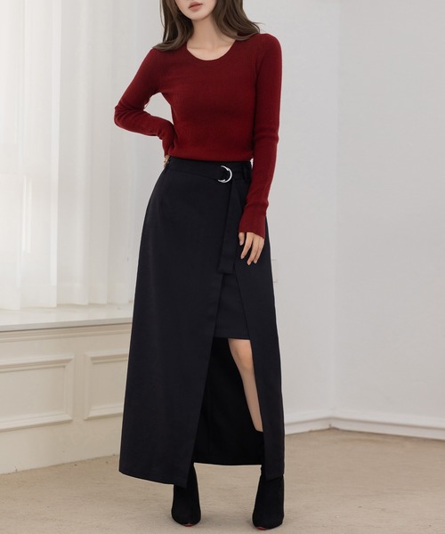 DAY CLOSET（デイ クローゼット）の「ジャストサイズできれいめシルエット。長袖ラウンドネックリブニットトップス レディース（ニット/セーター・レディース・ブラック/ライトベージュ/グレー/ネイビー/ダークグレー/ボルドー/ブラウン/ダークブラウン/アイボリー/ブルー・FREE）」の22枚目の写真