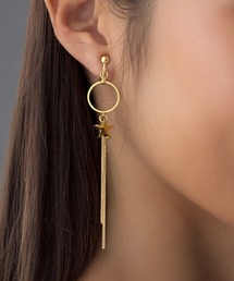 【As】【金属アレルギー対応】NO.190 スターモチーフ ゆらゆらロングイヤリング(ニッケルフリー)(MA)