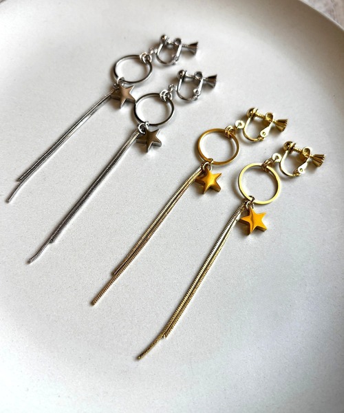 tone（トーン）の「【As】【金属アレルギー対応】NO.190 スターモチーフ　ゆらゆらロングイヤリング（ニッケルフリー）(MA)（イヤリング・レディース・ゴールド/シルバー・FREE）」の3枚目の写真