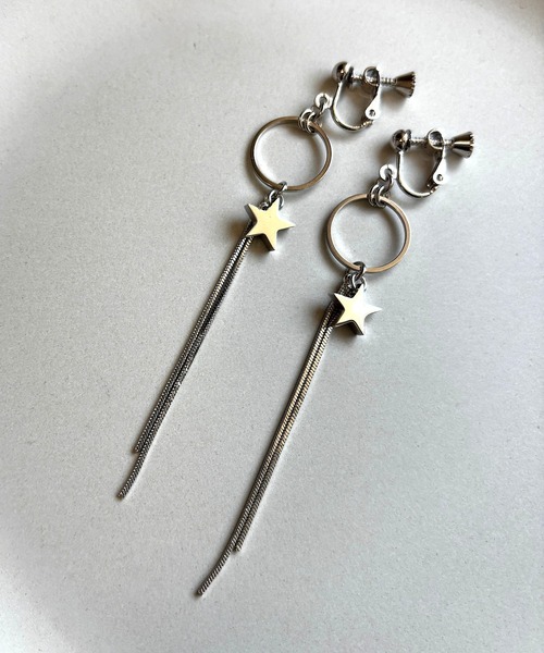 tone（トーン）の「【As】【金属アレルギー対応】NO.190 スターモチーフ　ゆらゆらロングイヤリング（ニッケルフリー）(MA)（イヤリング・レディース・ゴールド/シルバー・FREE）」の4枚目の写真