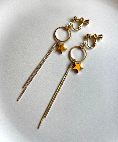 tone（トーン）の「【As】【金属アレルギー対応】NO.190 スターモチーフ　ゆらゆらロングイヤリング（ニッケルフリー）(MA)（イヤリング・レディース・ゴールド/シルバー・FREE）」の5枚目の写真