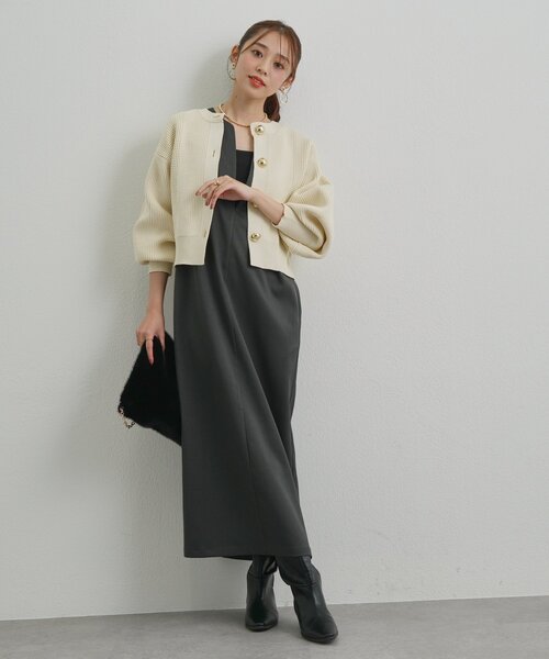 un dix cors（アンディコール）の「《着回し力抜群》深Vネックロングジャンスカ（ジャンパースカート・レディース・ブラウン/ベージュ/チャコールグレー・FREE）」の12枚目の写真