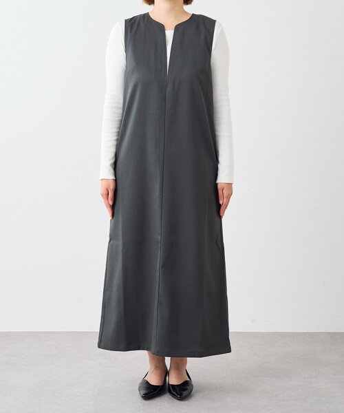 un dix cors（アンディコール）の「《着回し力抜群》深Vネックロングジャンスカ（ジャンパースカート・レディース・ブラウン/ベージュ/チャコールグレー・FREE）」の14枚目の写真