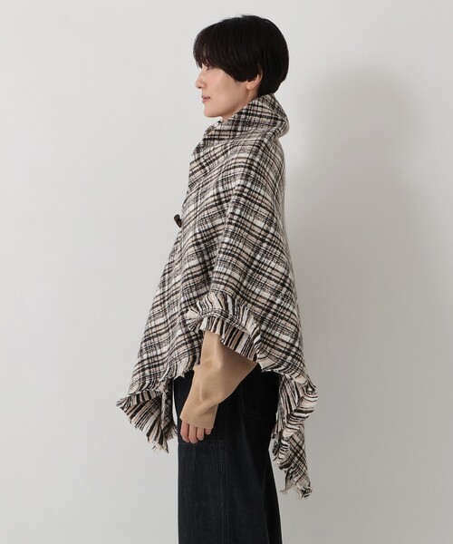 Afternoon Tea(アフタヌーンティー)の「チェックポンチョ(ポンチョ・レディース・ブラック/ブルー/パープル・ONE SIZE)」の5枚目の写真