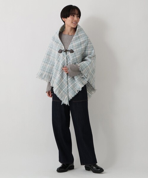 Afternoon Tea(アフタヌーンティー)の「チェックポンチョ(ポンチョ・レディース・ブラック/ブルー/パープル・ONE SIZE)」の11枚目の写真
