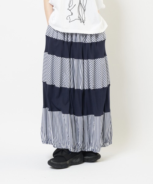 gomme(ゴム)の「ブロードリブスカート(スカート・レディース・ブラック/ネイビー・MEDIUM)」の1枚目の写真