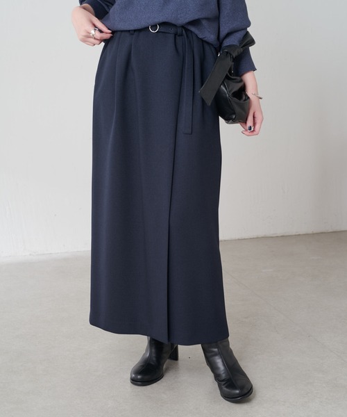 COLLAGE GALLARDAGALANTE（コラージュガリャルダガランテ）の「ウールライクベルテッドスカート/セットアップ可/セレモニー対応（スカート・レディース・ネイビー/ベージュ・0/1）」の19枚目の写真
