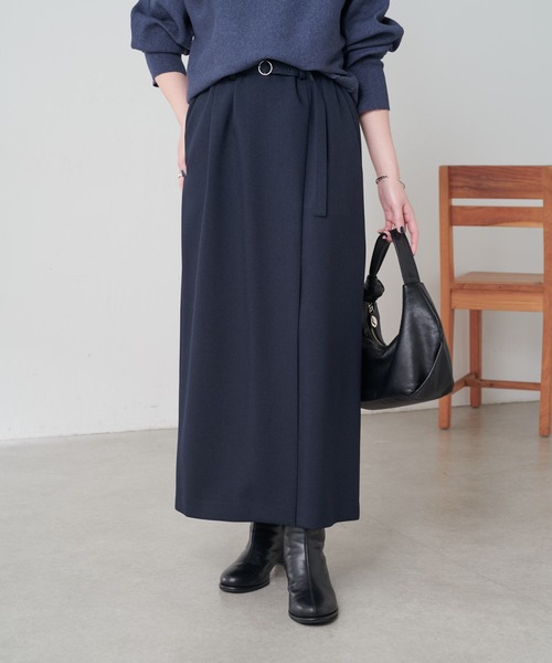 COLLAGE GALLARDAGALANTE（コラージュガリャルダガランテ）の「ウールライクベルテッドスカート/セットアップ可/セレモニー対応（スカート・レディース・ネイビー/ベージュ・0/1）」の21枚目の写真