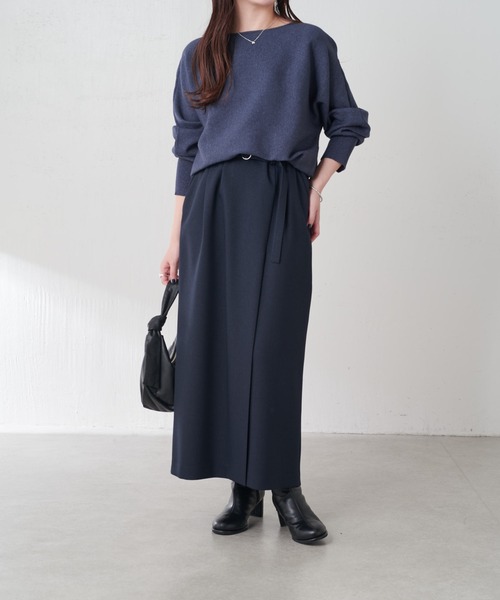 COLLAGE GALLARDAGALANTE（コラージュガリャルダガランテ）の「ウールライクベルテッドスカート/セットアップ可/セレモニー対応（スカート・レディース・ネイビー/ベージュ・0/1）」の8枚目の写真