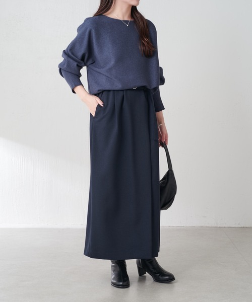 COLLAGE GALLARDAGALANTE（コラージュガリャルダガランテ）の「ウールライクベルテッドスカート/セットアップ可/セレモニー対応（スカート・レディース・ネイビー/ベージュ・0/1）」の13枚目の写真