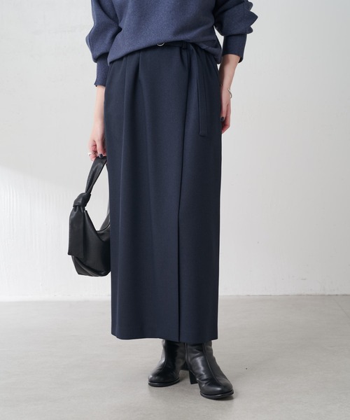 COLLAGE GALLARDAGALANTE（コラージュガリャルダガランテ）の「ウールライクベルテッドスカート/セットアップ可/セレモニー対応（スカート・レディース・ネイビー/ベージュ・0/1）」の9枚目の写真
