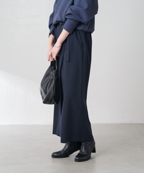 COLLAGE GALLARDAGALANTE（コラージュガリャルダガランテ）の「ウールライクベルテッドスカート/セットアップ可/セレモニー対応（スカート・レディース・ネイビー/ベージュ・0/1）」の10枚目の写真