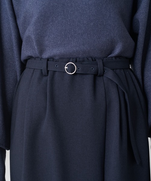 COLLAGE GALLARDAGALANTE（コラージュガリャルダガランテ）の「ウールライクベルテッドスカート/セットアップ可/セレモニー対応（スカート・レディース・ネイビー/ベージュ・0/1）」の3枚目の写真