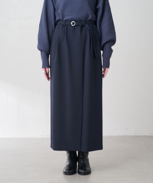 COLLAGE GALLARDAGALANTE（コラージュガリャルダガランテ）の「ウールライクベルテッドスカート/セットアップ可/セレモニー対応（スカート・レディース・ネイビー/ベージュ・0/1）」の15枚目の写真