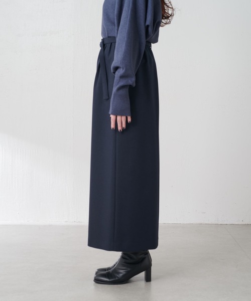 COLLAGE GALLARDAGALANTE（コラージュガリャルダガランテ）の「ウールライクベルテッドスカート/セットアップ可/セレモニー対応（スカート・レディース・ネイビー/ベージュ・0/1）」の16枚目の写真
