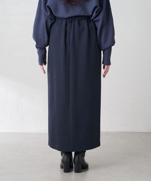 COLLAGE GALLARDAGALANTE（コラージュガリャルダガランテ）の「ウールライクベルテッドスカート/セットアップ可/セレモニー対応（スカート・レディース・ネイビー/ベージュ・0/1）」の17枚目の写真