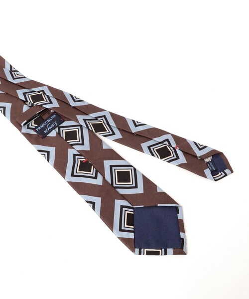 FRANCO BASSI（フランコバッシ）の「FRANCO BASSI / シルク スクエア柄 プリント ネクタイ（ネクタイ・メンズ・ブラウン・ONE SIZE）」の2枚目の写真