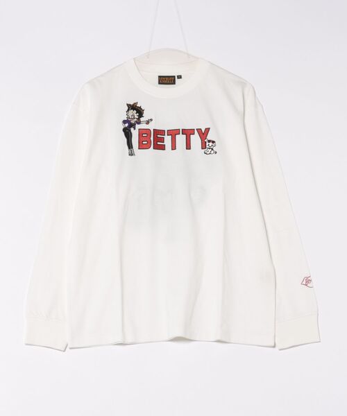 BETTY BOOP（ベティ・ブープ）の「LOWBLOW KNUCKLE / ローブローナックル / BETTY BOOP / ぶっちぎりセクシーヤンキーBETTY ロンT (M2)（Tシャツ/カットソー・メンズ・ブラック/ラベンダー/ホワイト・XL/XXL/L/M）」の2枚目の写真