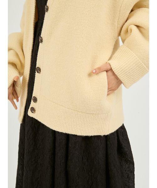 emmi（エミ）の「Vネックニットカーディガン（カーディガン/ボレロ・レディース・キャメル/イエロー/オフホワイト・F）」の9枚目の写真