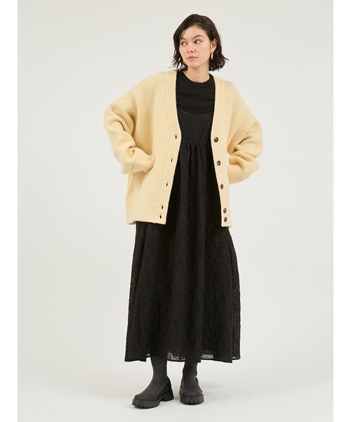 emmi（エミ）の「Vネックニットカーディガン（カーディガン/ボレロ・レディース・キャメル/イエロー/オフホワイト・F）」の14枚目の写真