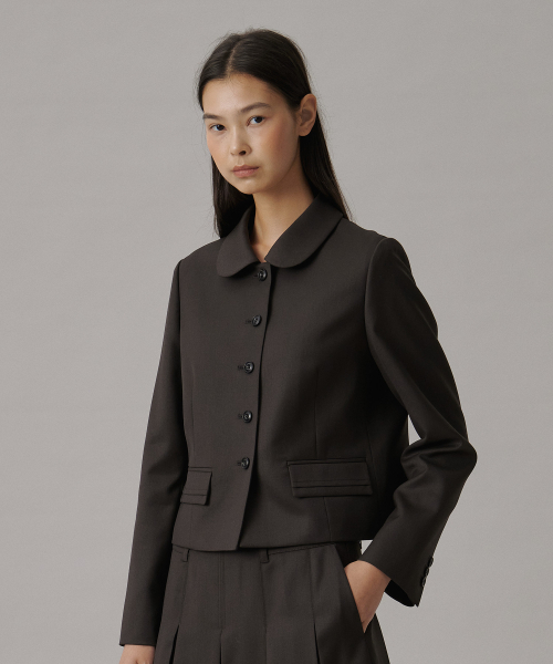 TTUDEMENT(トュードメント)の「ROUND COLLAR CROPPED JACKET_BROWN(テーラードジャケット・レディース・その他・MEDIUM/SMALL)」の8枚目の写真