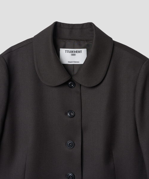 TTUDEMENT(トュードメント)の「ROUND COLLAR CROPPED JACKET_BROWN(テーラードジャケット・レディース・その他・MEDIUM/SMALL)」の5枚目の写真